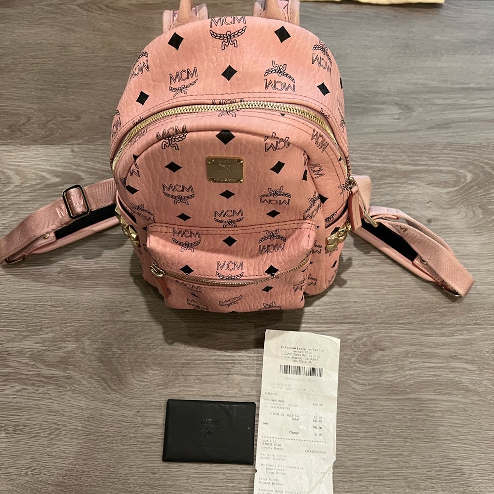 MCM Pink Logo Backpack